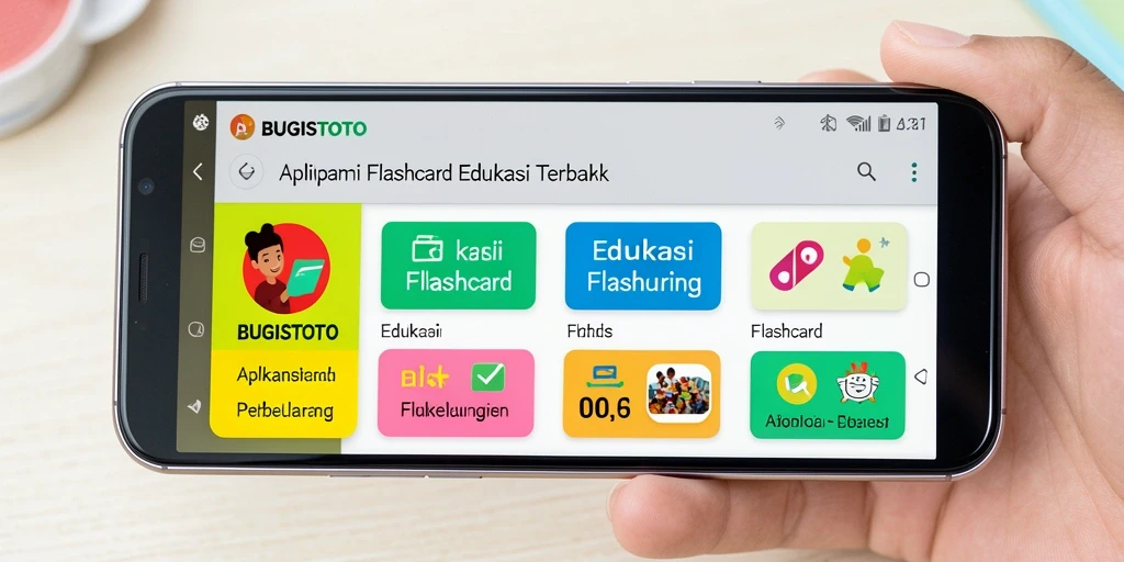 Antarmuka BUGISTOTO menampilkan fungsi utama flashcard yang interaktif.