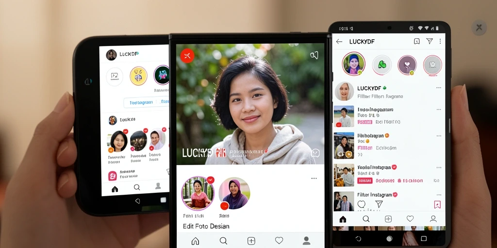 Tampilan antarmuka LUCKYDF dengan pilihan filter menarik.