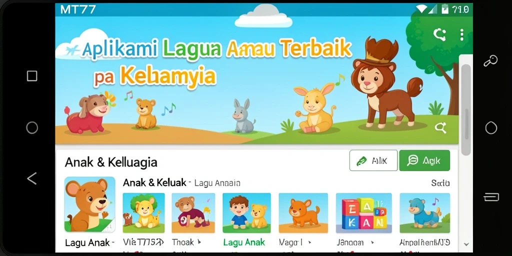 Tampilan antarmuka aplikasi yang menarik dan ramah anak.