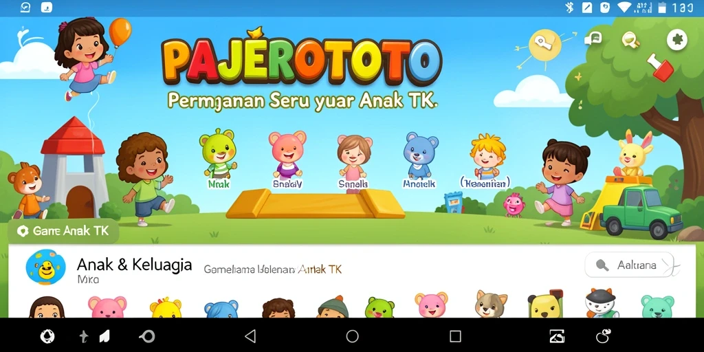 Antarmuka PAJEROTOTO yang cerah dan interaktif untuk anak-anak.