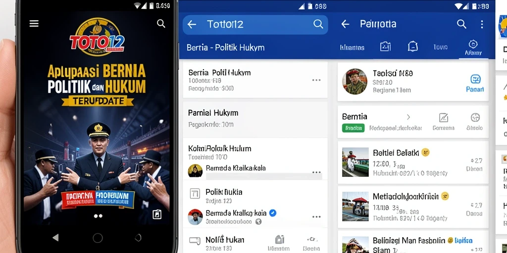 Antarmuka TOTO12 menampilkan berita politik dan hukum terkini dengan desain yang menarik.