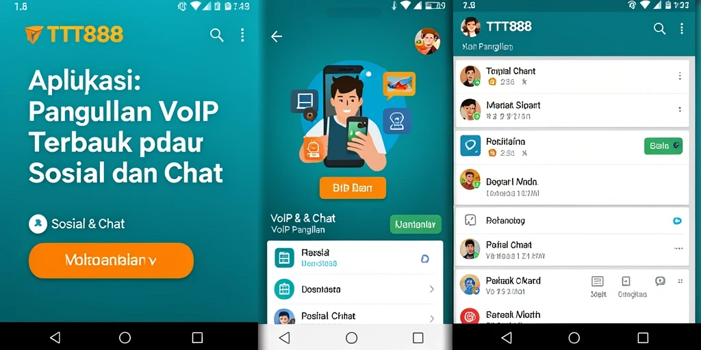 Antarmuka aplikasi TTT888 yang modern untuk VoIP Panggilan.