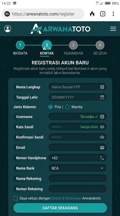Panduan Registrasi Akun Baru arwanatoto untuk Android